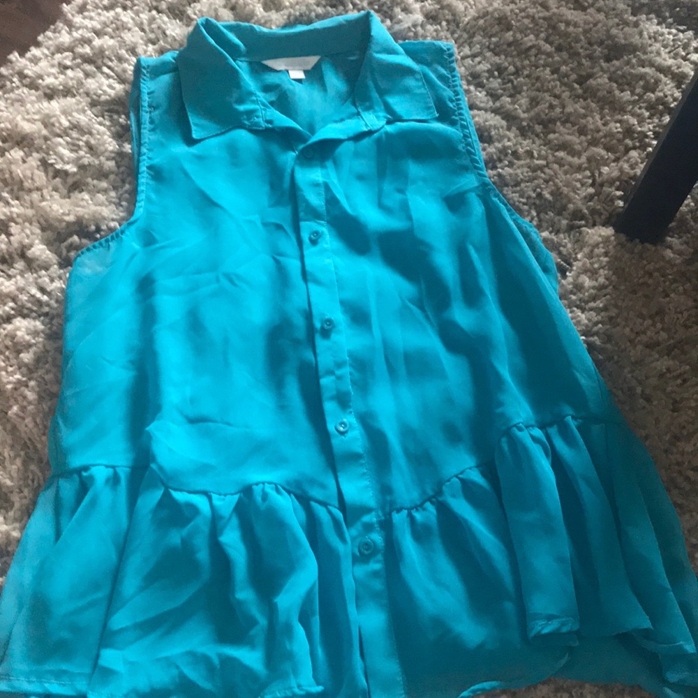 Sheer ruffled collared top